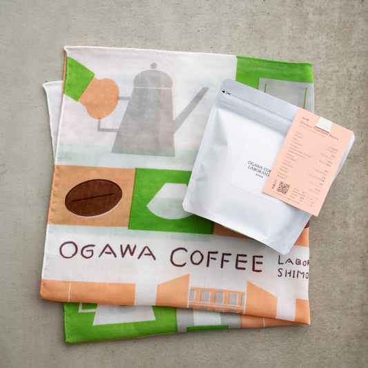 【EC限定】オガワコーヒーハンカチ〈グリーン〉×ROASTED BEANS SET