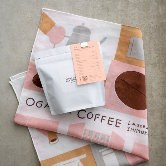 【EC限定】オガワコーヒーハンカチ〈ピンク〉×ROASTED BEANS SET