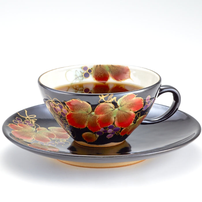 京焼・清水焼カップ&ソーサー 限定品 (山ぶどう) No.8039