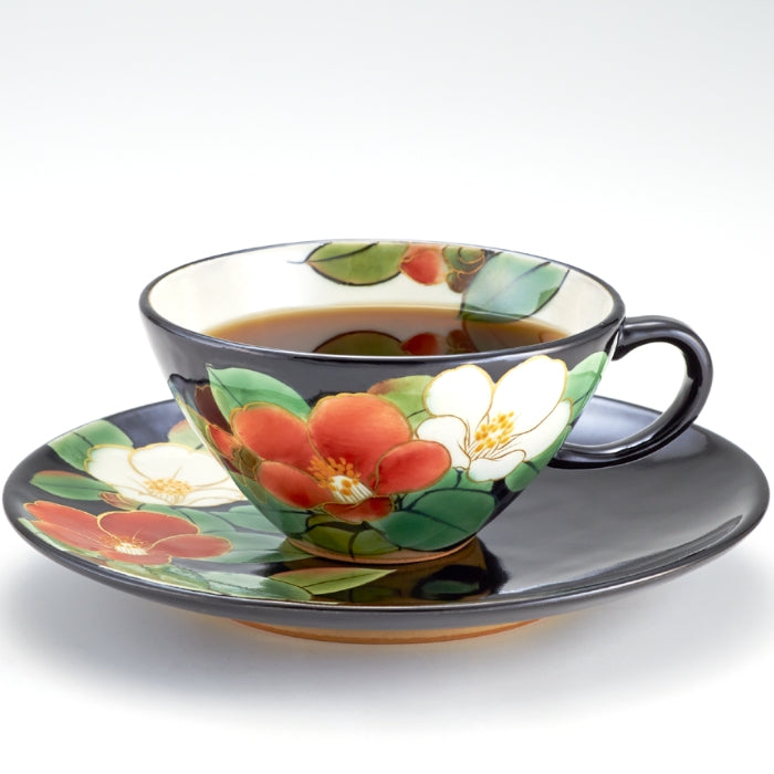 京焼・清水焼カップ&ソーサー 限定品 (椿) No.8038