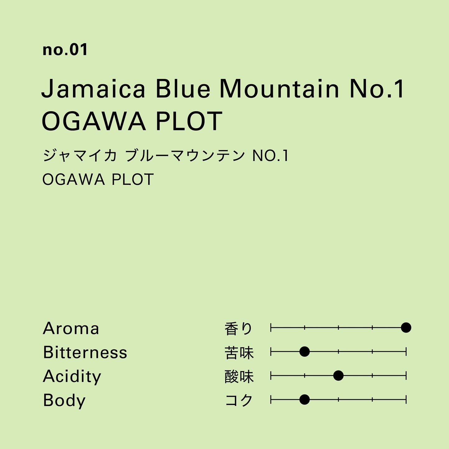 no.01 ジャマイカ ブルーマウンテン NO.1 OGAWA PLOT 100g